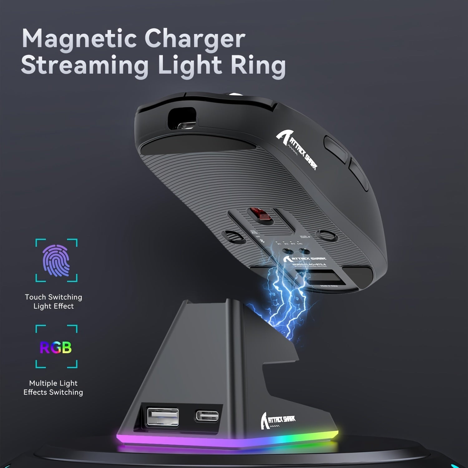 "Attack Shark X6 Superlight Gaming Mouse with Magnetic Charging Dock, PixArt PAW3395 Sensor, Ambidextrous, for Windows, Xbox, PS, Mac - 300mAh Rechargeable Battery, Type-C USB Charging"