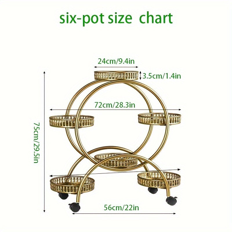Metal Flower Stand with Wheels for Indoor and Outdoor Plants in Living Room or Balcony