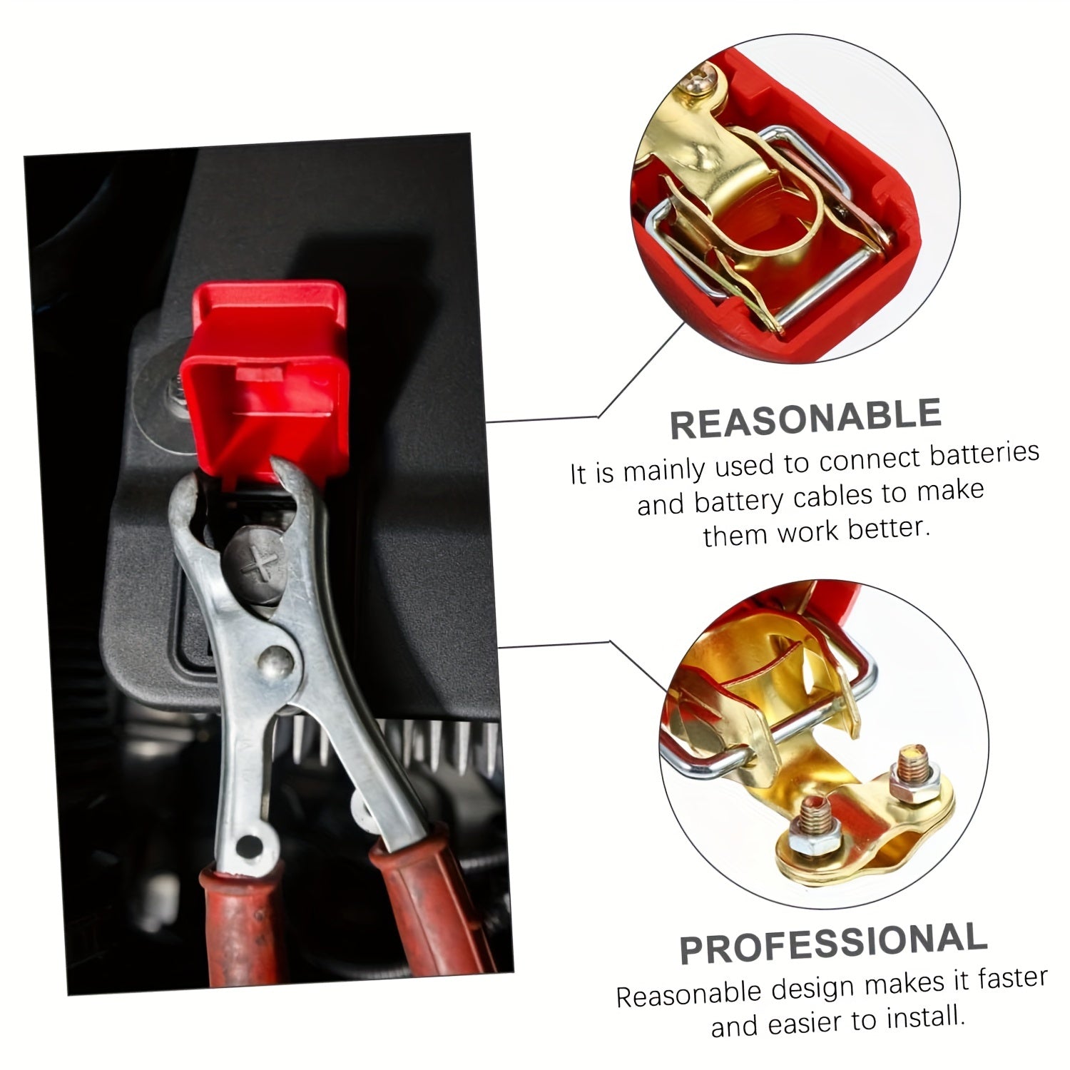 Juego de 2 pinzas de terminal de batería para coche con liberación rápida y conectores protectores