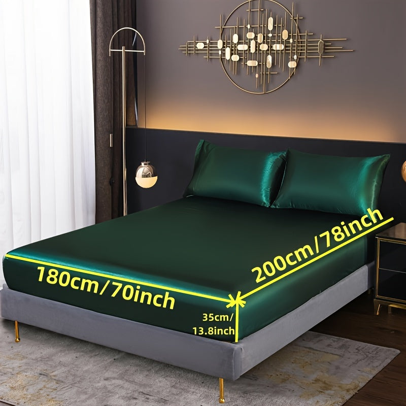 3-Piece Fitted Sheet Set with Pillowcases Polyester Bedding Soft Skin-Friendly