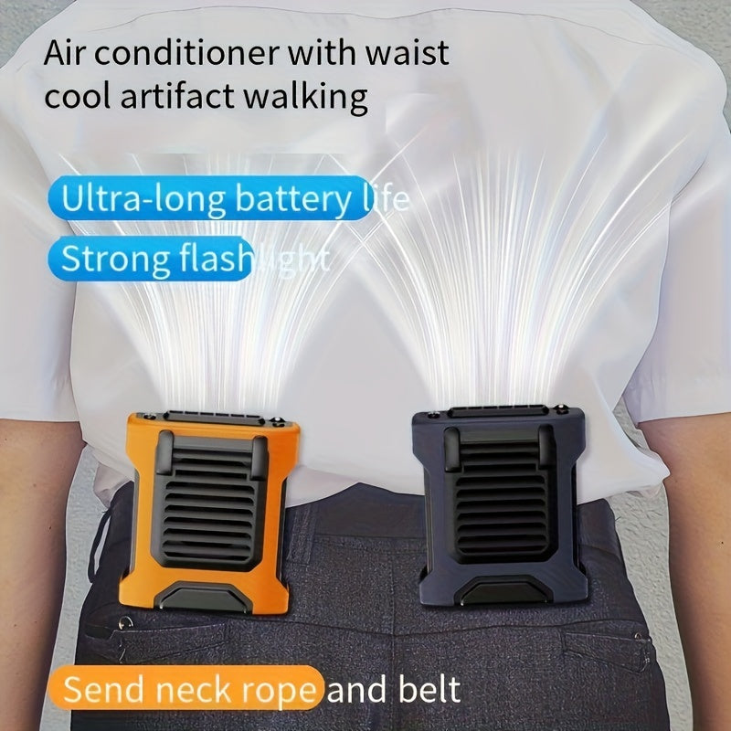 USB Rechargeable Neck Fan with Power Bank, Flashlight, and 3600mAh Battery