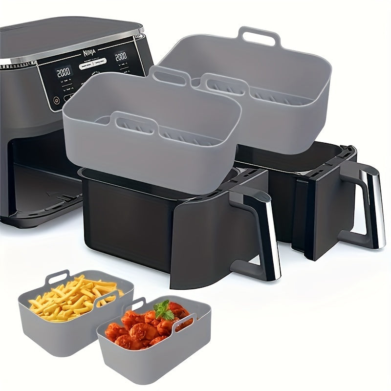 Food-Grade Silicone Air Fryer Liner Trays Rectangular Oven Mats Reusable Non-Stick