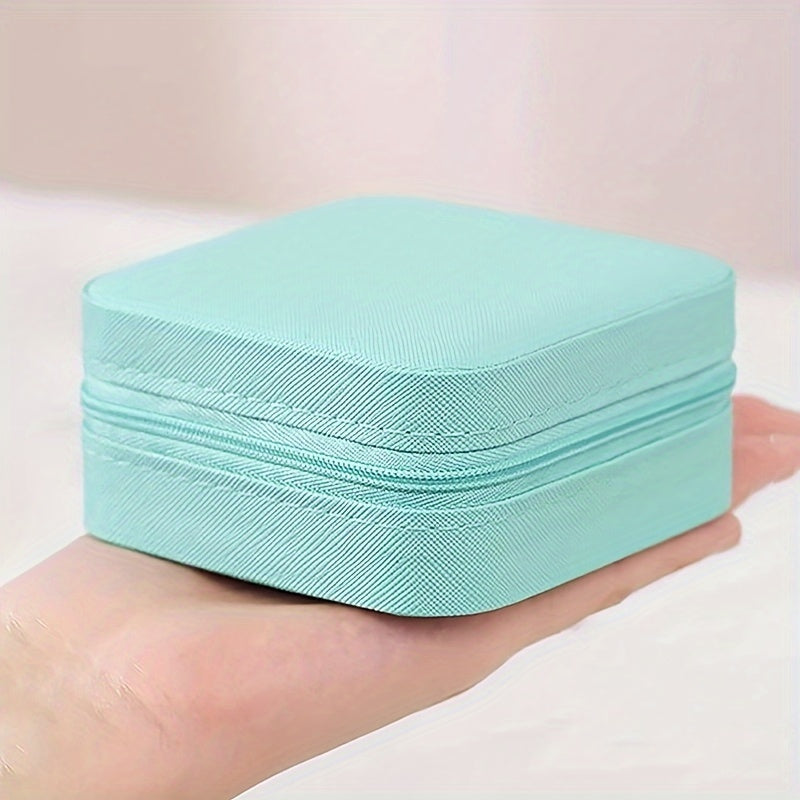 Organizador de joyas de viaje compacto con estuche con cremallera y caja de plástico transparente para mujeres y niñas