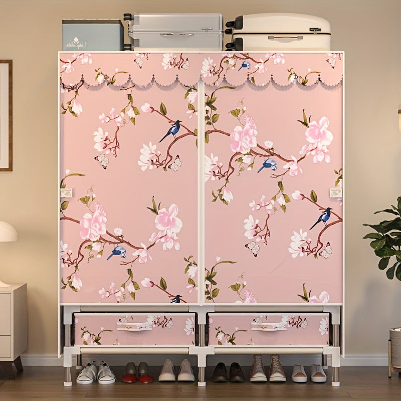 Rojdestvo mavzusidagi portativ saqlash shkafi, po'lat ramka bilan, 2 ta osma barlar, 4 ta javon