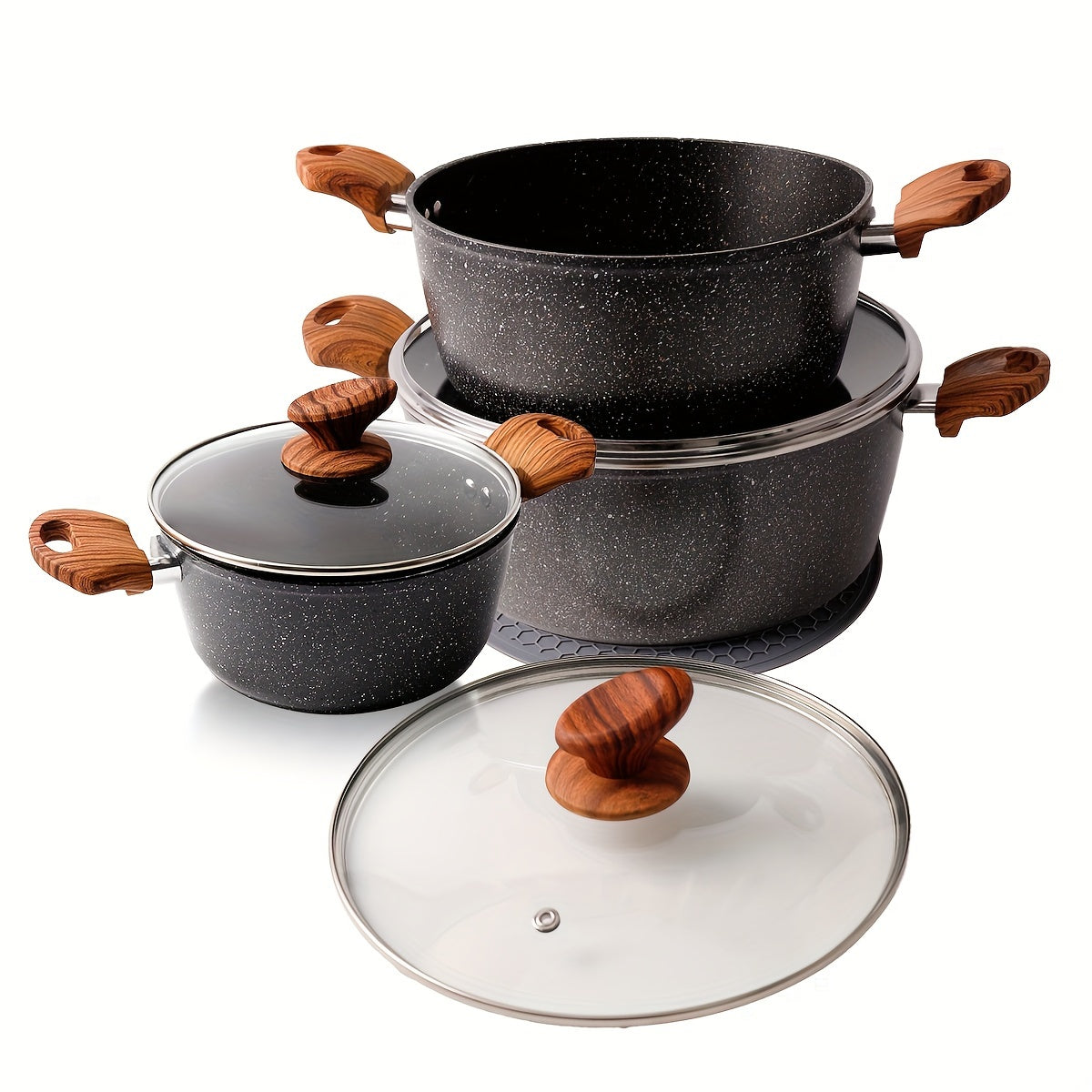 Коврик с антипригарным покрытием из алюминия с двойными ручками - идеально подходит для лапши быстрого приготовления, варки и рамена - совместим с индукционными плитами и газовыми плитами - отлично подходит для празднования Дня благодарения и Рождества.