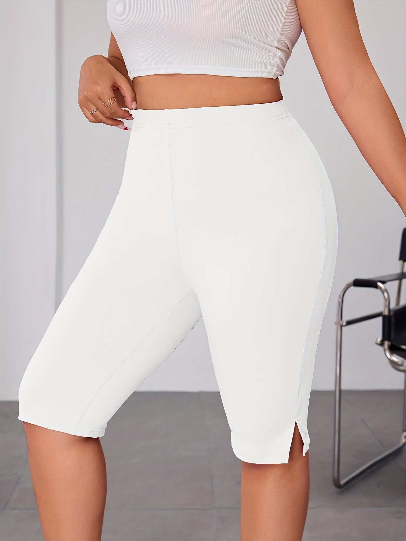 Women's Plus Size Stretch Polyester Split Hem Shorts Pack of 3