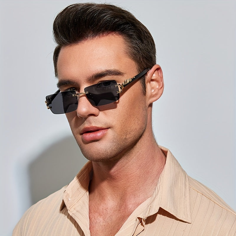 Gafas casual sin montura para hombre con lentes transparentes, lentes ligeros y de uso diario