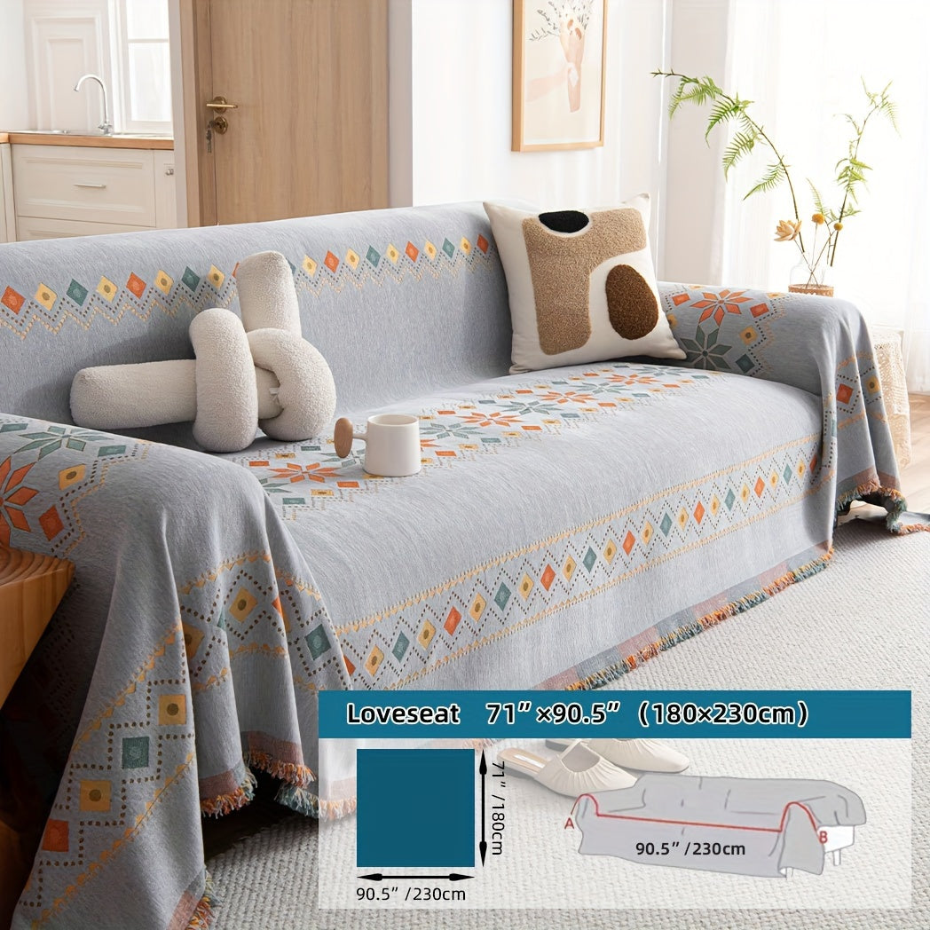 Boho-Style Sofa Cover All Seasons Non-Slip for Living Room Bedroom Office