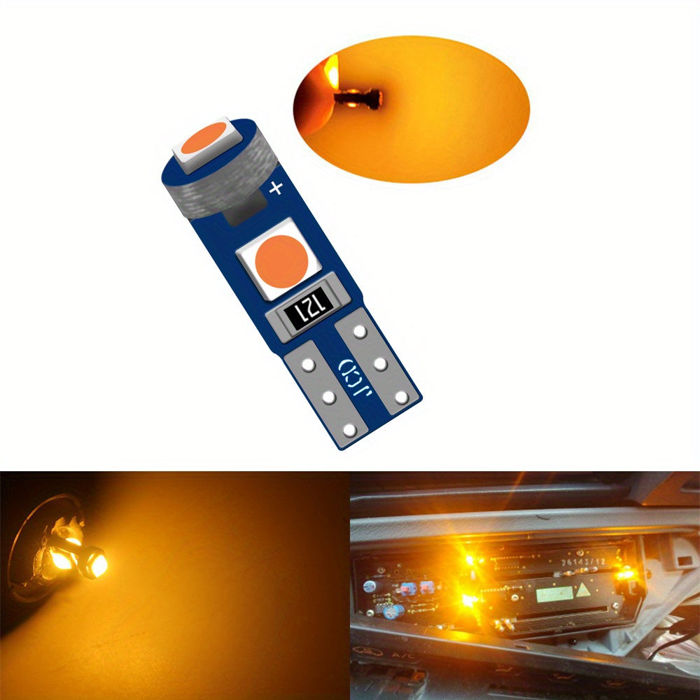10 piezas de luces LED T5 para tablero de coche, lámpara interior, 12V, blanco brillante