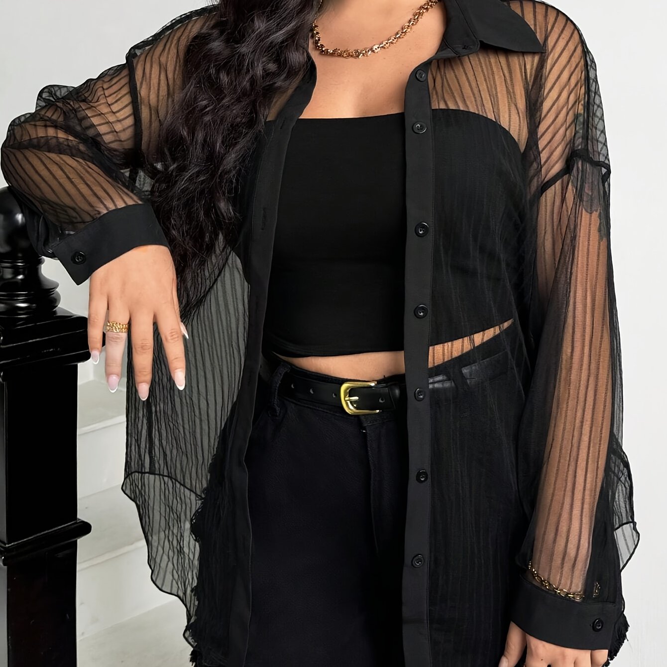 Women's Striped Long Sleeve Shirt Knit Polyester Elastane Spring Casual