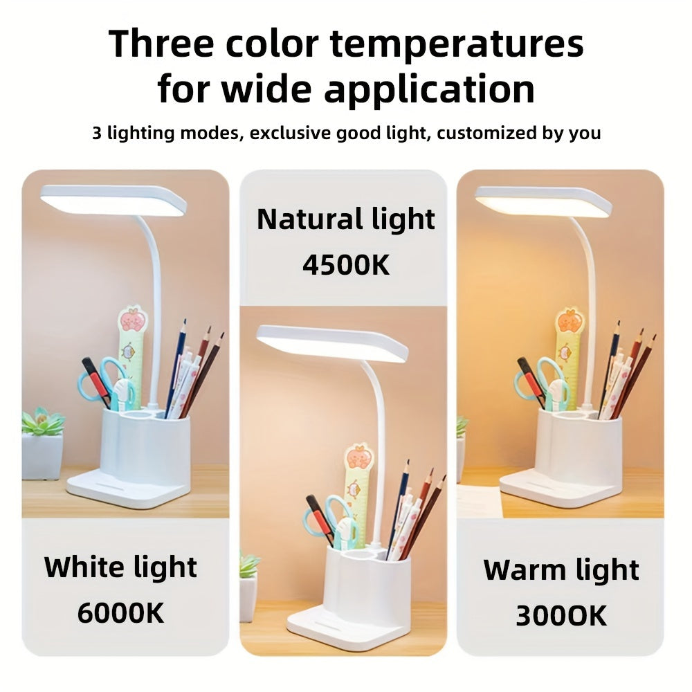 Rechargeable LED Desk Lamp with Adjustable Light and USB Charging