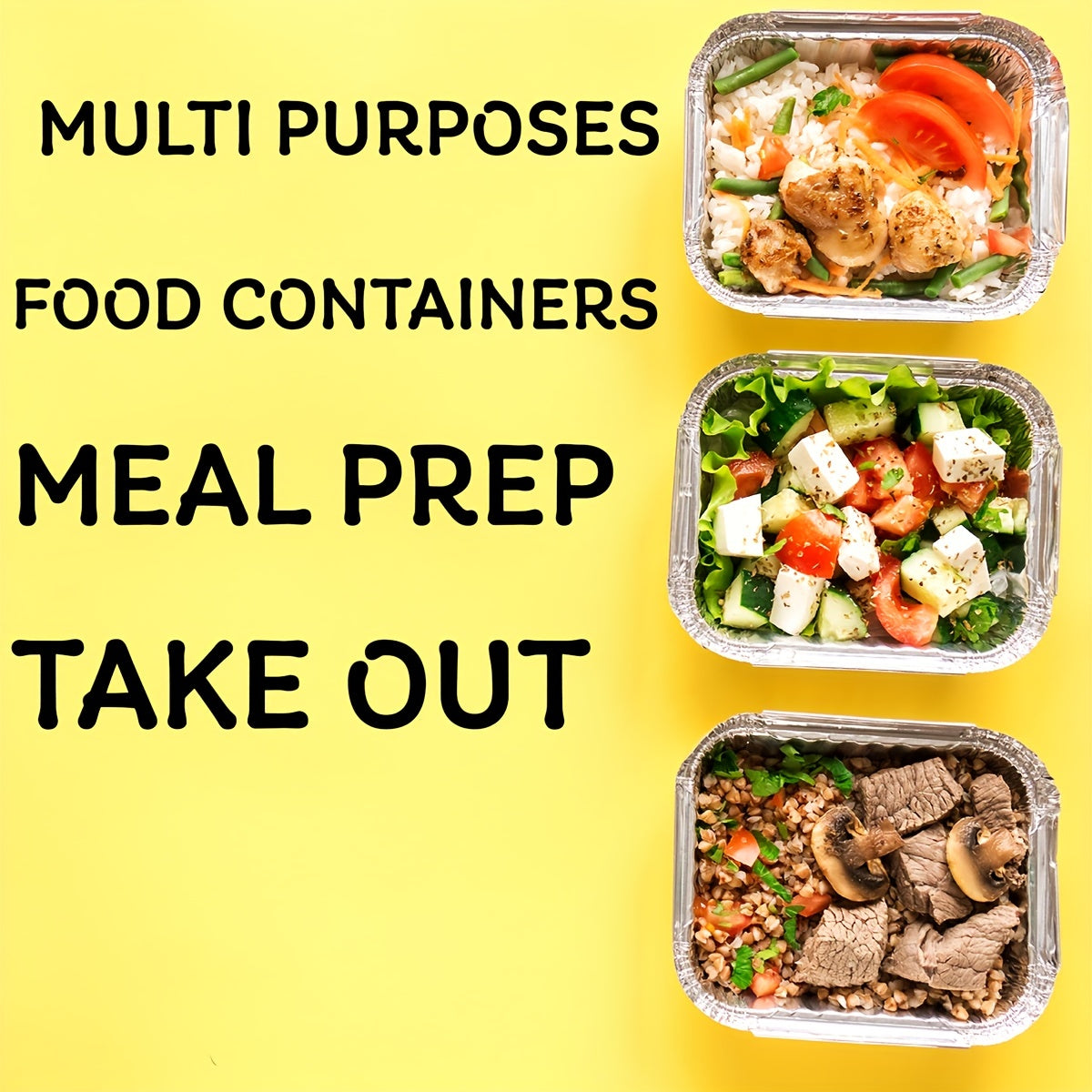 Pack of 20/50 Aluminum Foil Pans with Lids, 14.99cm x 11.94cm, Food Storage and Cooking