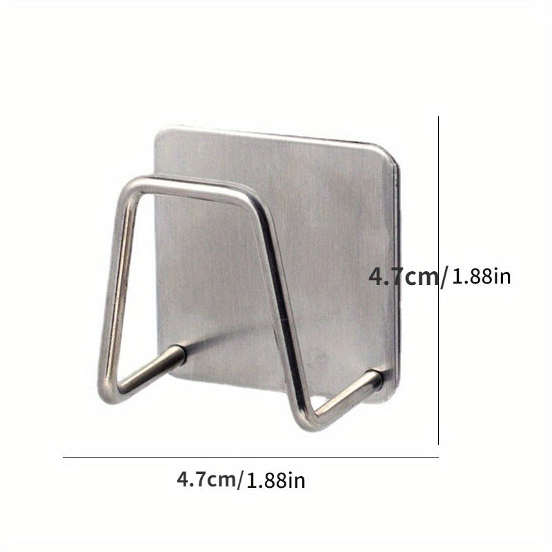 Stainless Steel Sponge Holder Set Wall Mount No-Drill Kitchen Bathroom Storage