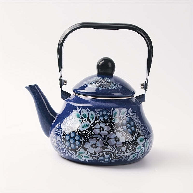 Hervidor de esmalte en forma de pera con arándano para té, café, leche 1.5L
