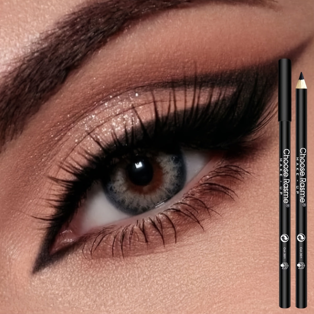 12-Piece Black Waterproof Eyeliner Pencil Set with Long-Lasting Smudge-Proof Pigment