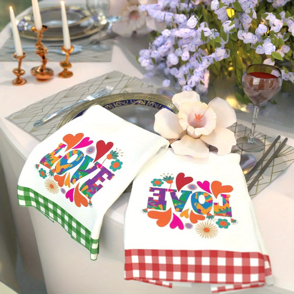 Juego de dos toallas de corazón de San Valentín 45.72x66.04cm toallas suaves y absorbentes set de regalo