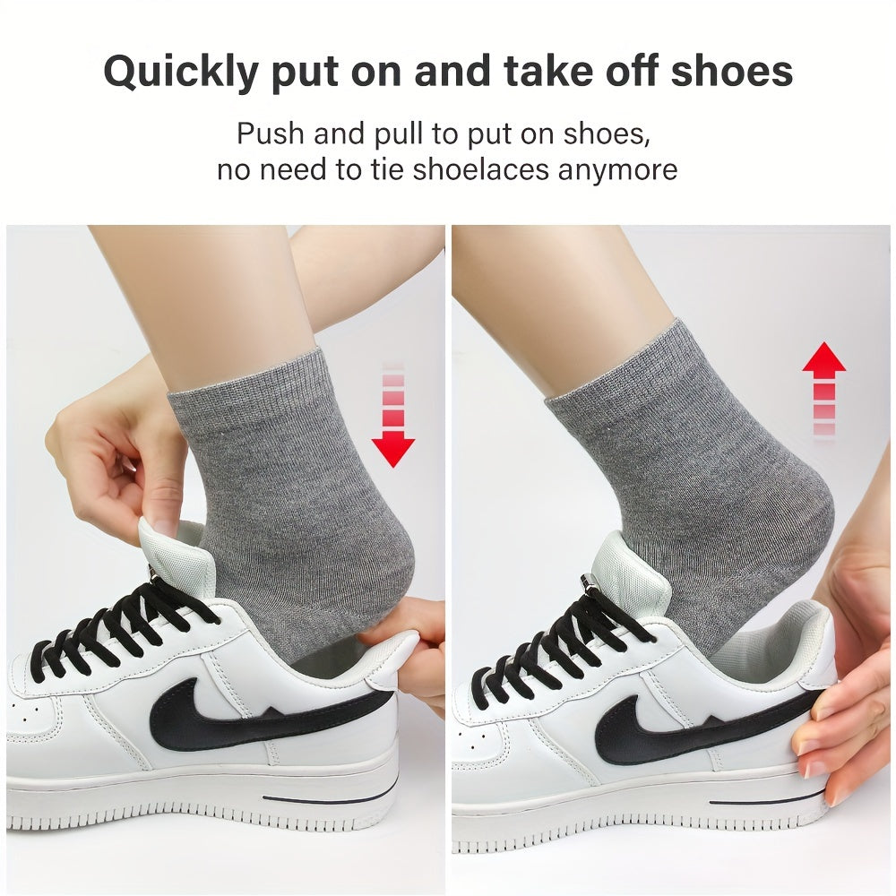 Unisex Elastic No-Tie Shoe Laces with Metal Buckle Quick Fasten Solid Color