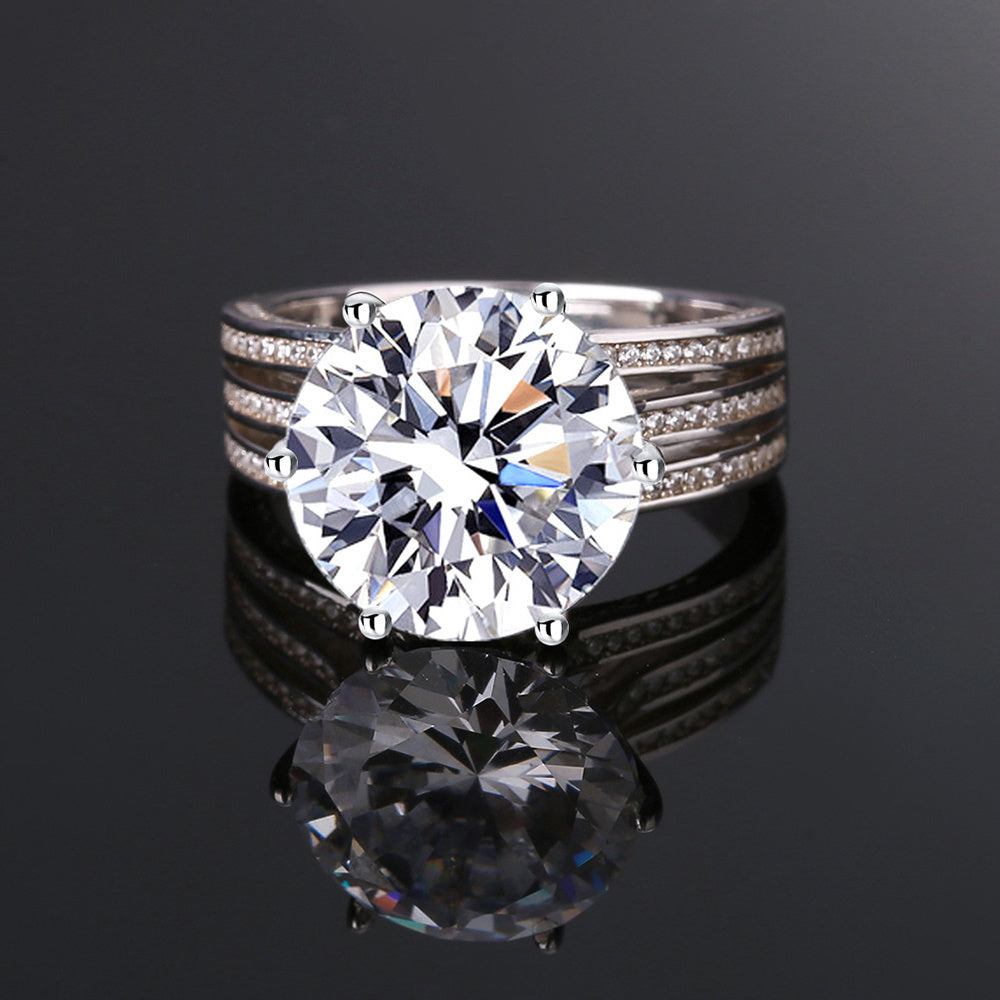 10 Carat Moissanite Engagement Ring in Sterling Silver for Weddings and Parties