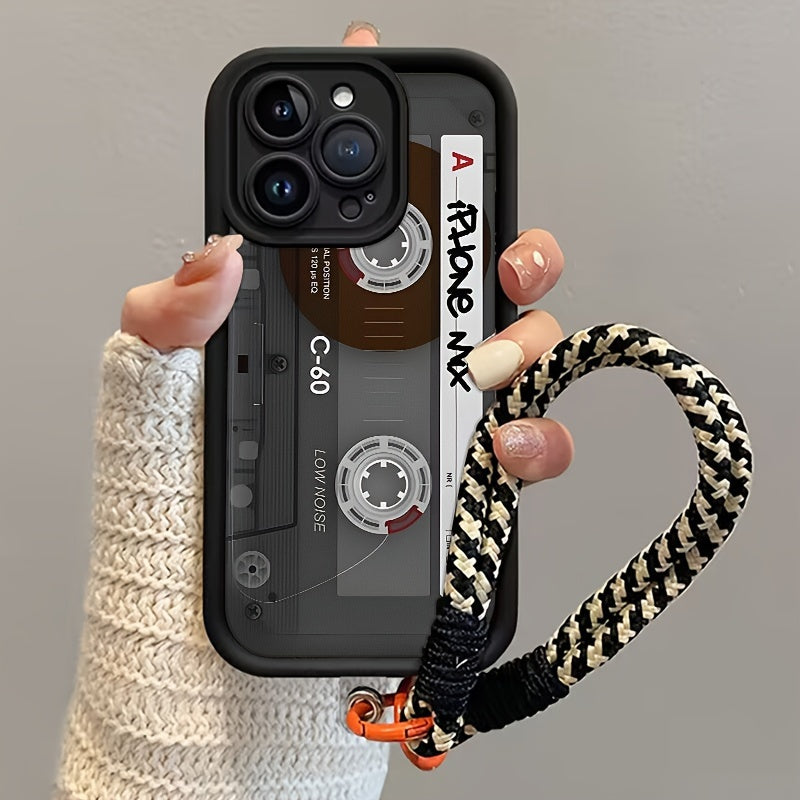 Retro TPU Phone Case with Lanyard for iPhone 16 Pro Max and 16 Plus Stylish Protection