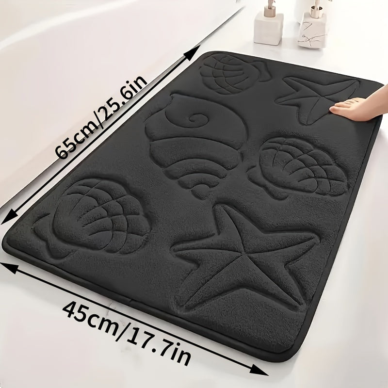 High-Density 25D Sponge Bath Mat with Soft Starfish Shell Embossing Non-Slip Absorbent for Bathtubs Showers