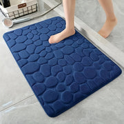 Alfombra de baño de espuma viscoelástica antideslizante, absorbente, suave, con relieve de piedra de río, lavable a máquina