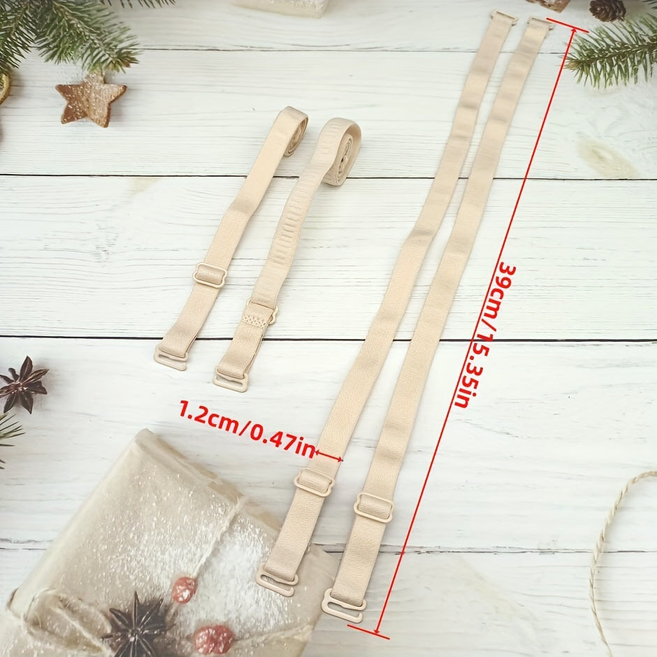 Set of 2 Adjustable Solid Color Bra Straps for Lingerie Detachable Replacement