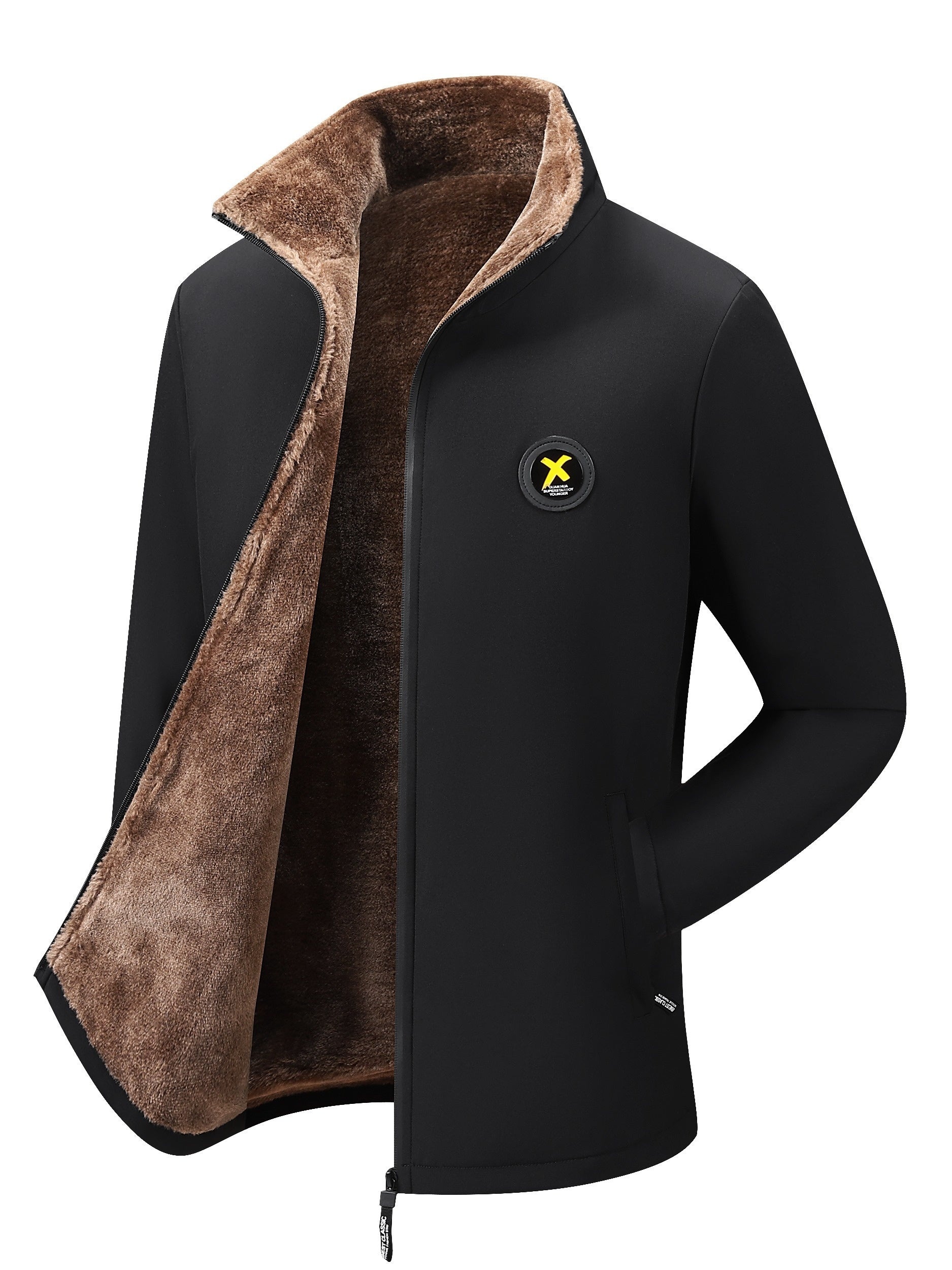 Мужская утепленная куртка с воротником-стойкой, молния, повседневная, осень-зима