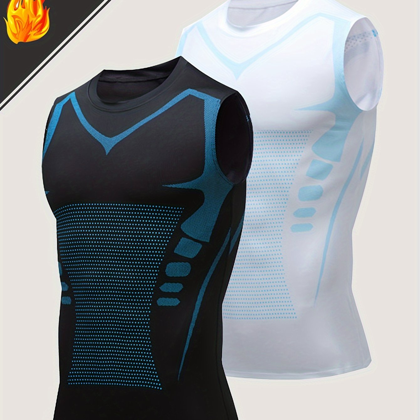 Men's Geometric Pattern Sports Vests Set of Two Quick-Dry Polyester Spandex Sleeveless Tank Tops All-Season Skinny Fit