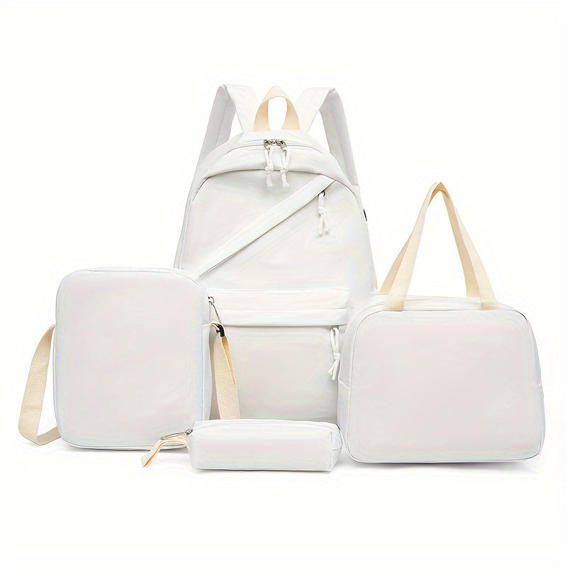 4 ta oddiy sayohat ruksaklari to'plami, bir rangda va katta sig'imga ega, maktab yoki sayohat uchun ideal.