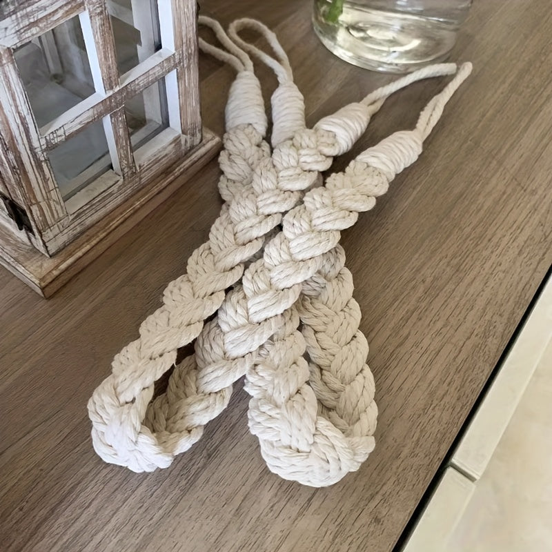 Modern Japanese Curtain Tie Set with Twisted Ropes and Holdbacks for Living Room and Bedroom