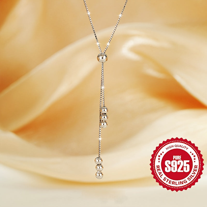 Women's Adjustable 925 Silver Y-Shaped Necklace Hypoallergenic Retro Simple Jewelry