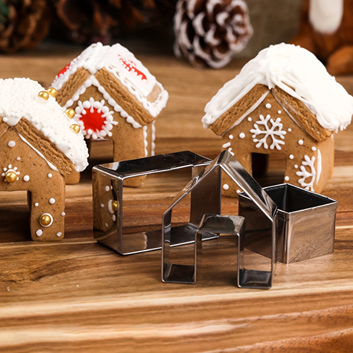 Set of 3 Miniature House Molds for 3D Cake Decorating and Gingerbread Crafts