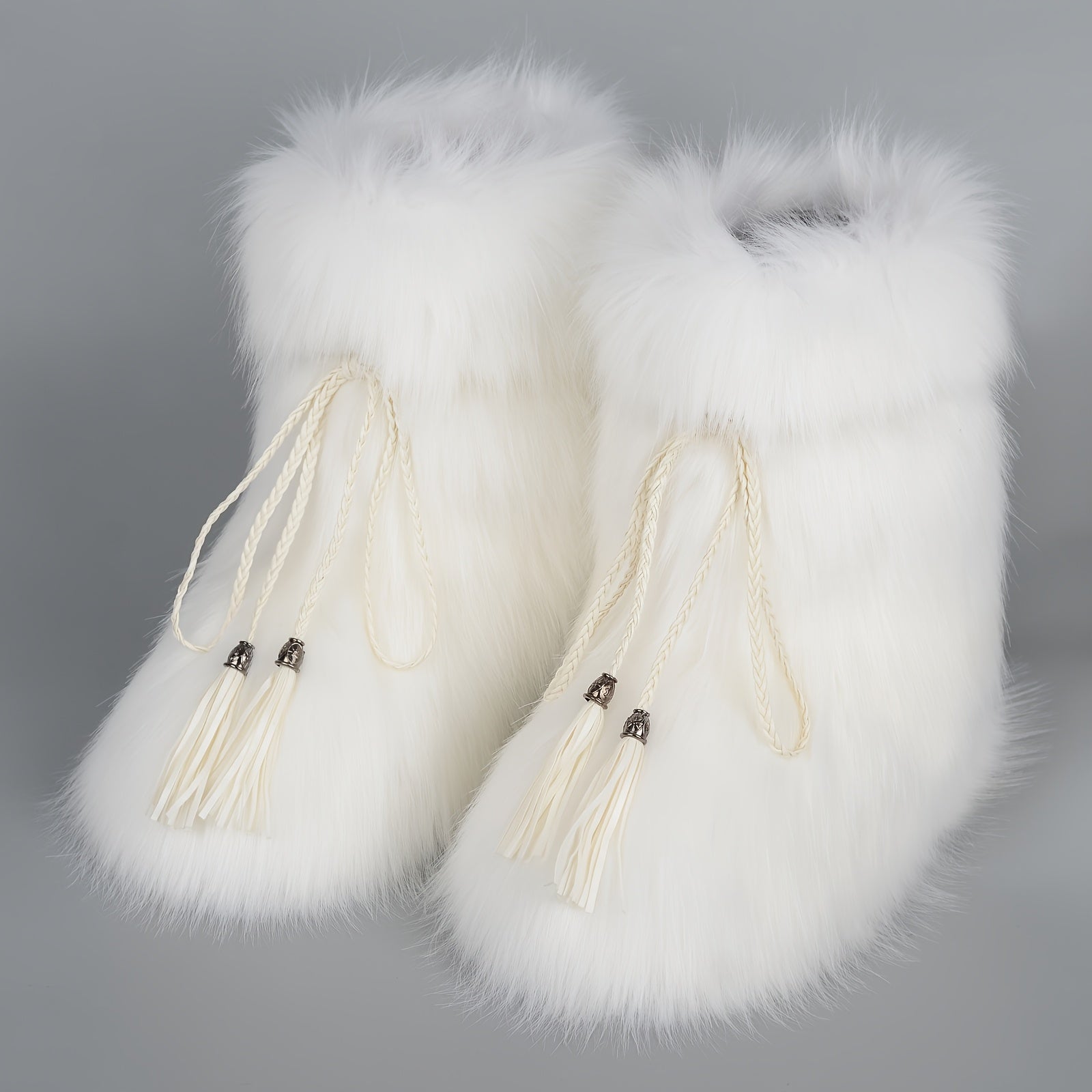 Women Plush Fur Ankle Boots Winter Fluffy Chunky Heel Snow