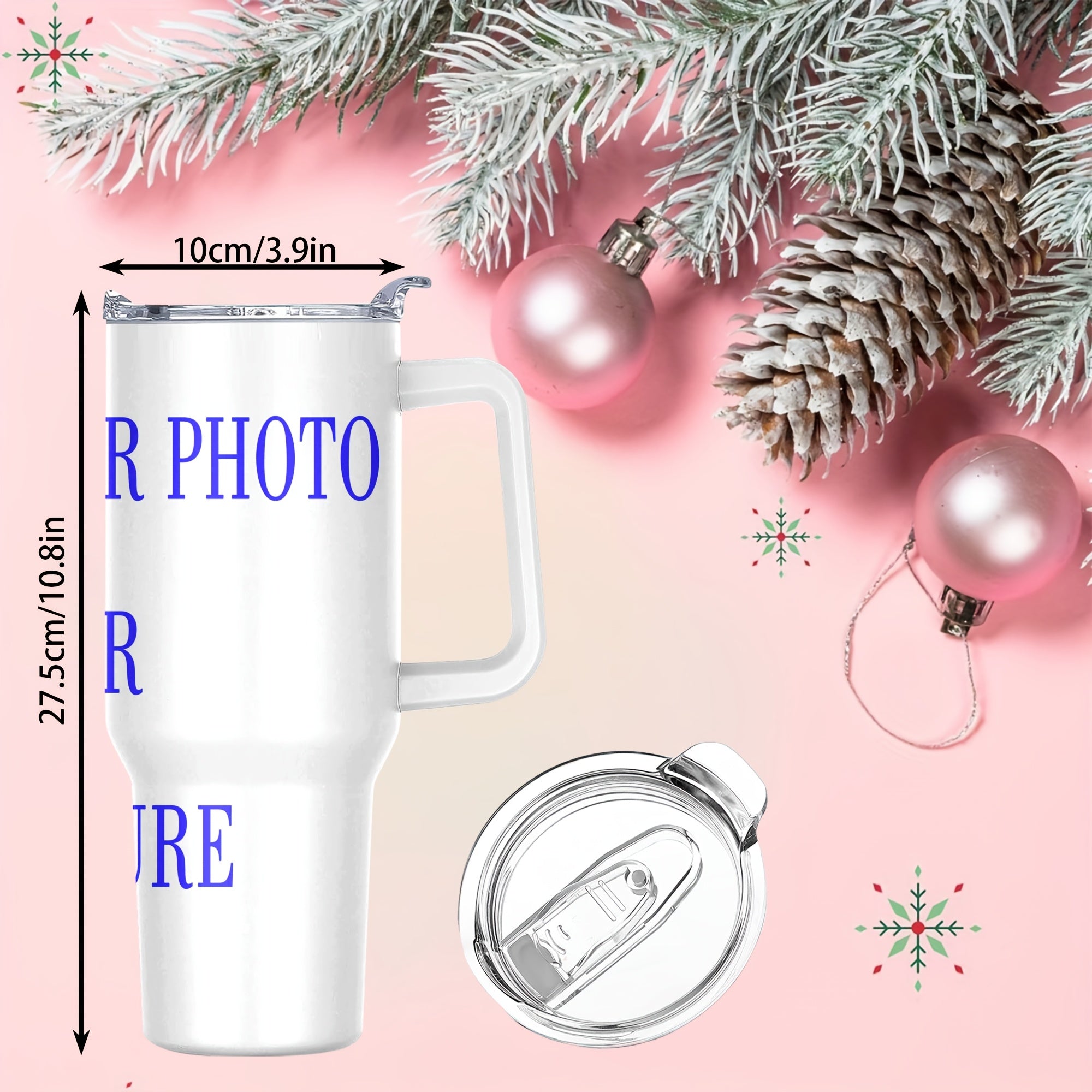 40oz Stainless Steel Travel Mug with Lid Custom Photo Insulated Coffee Cup Gift