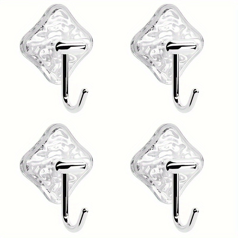 4-Pack Adhesive Hooks Non-Slip Traceless for Kitchen Bathroom Bedroom Utility