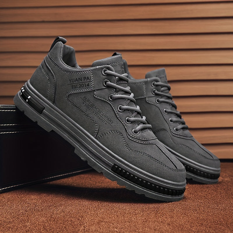 Men's Casual Skate Shoes Low Top Leather Canvas Durable Outdoor All-Season