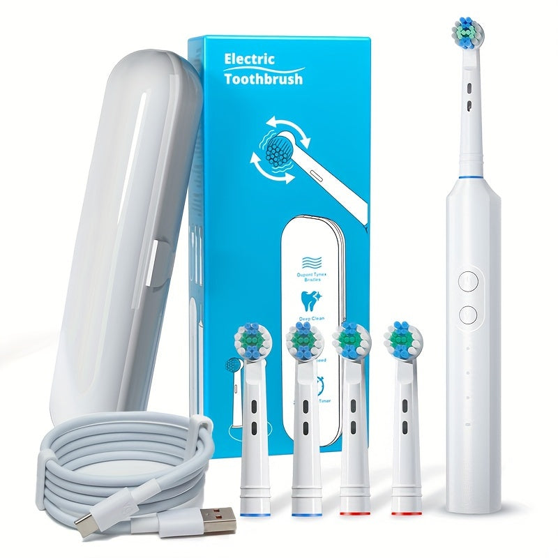 Kattalar uchun elektr tish cho'tkasi, 4 ta cho'tka boshli, 3 ta rejim, 2 daqiqalik taymer, USB zaryadlash