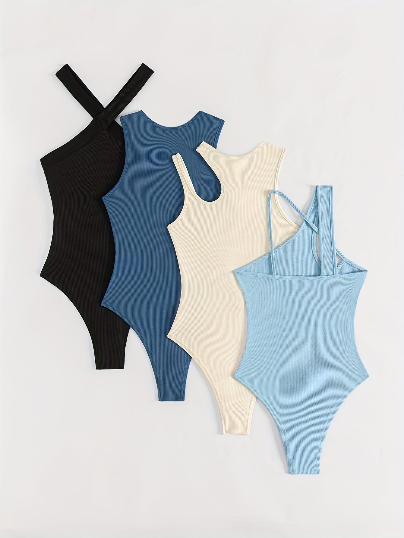 Women's Sleeveless Halter Vest Solid Color Slim Fit Crew Neck Summer Casual