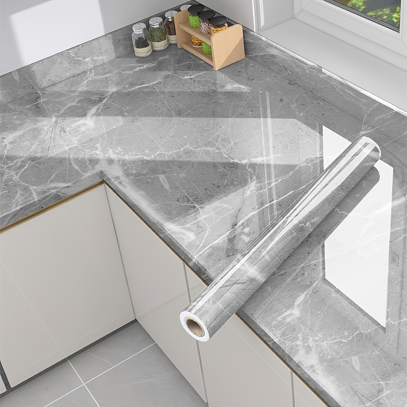 Self-Adhesive Waterproof Marble Wall Stickers for Kitchen Bathroom Renovation