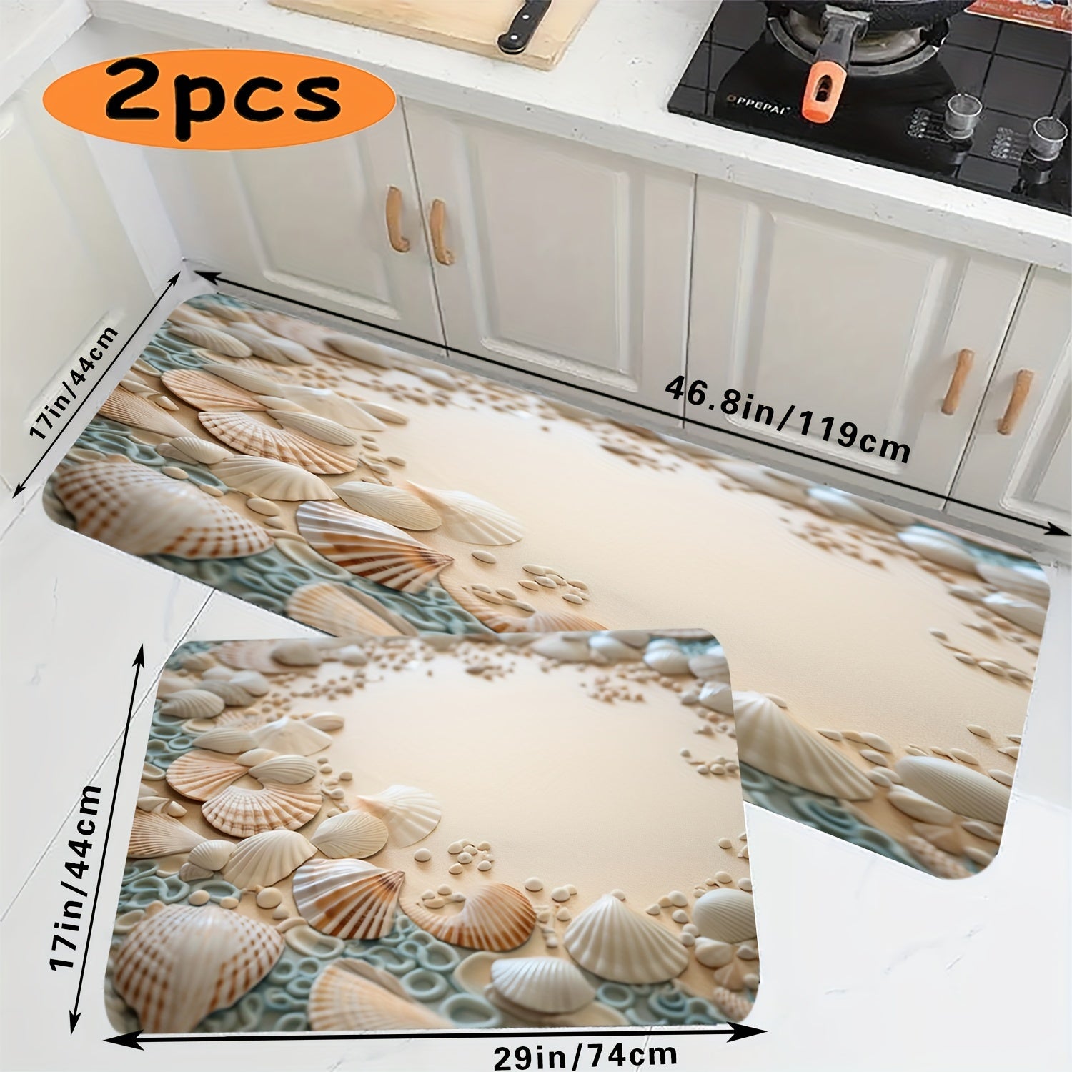 Ocean Coastal Bathroom Rug Non-Slip Floor Mat Washable Small Shower Carpet Nautical Beach Style