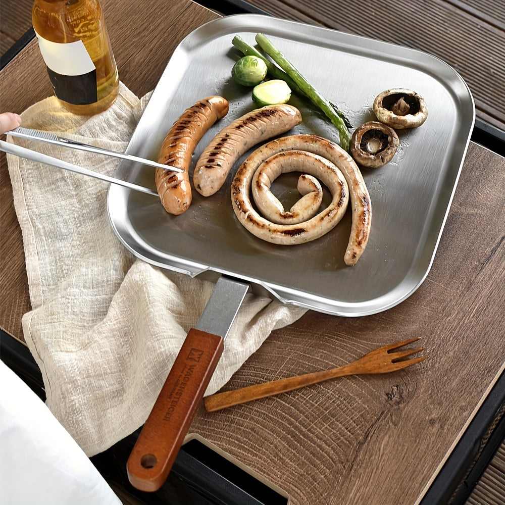 Square Frying Pan 29cm Tri-Ply Stainless Steel Flat Griddle for Steak Eggs