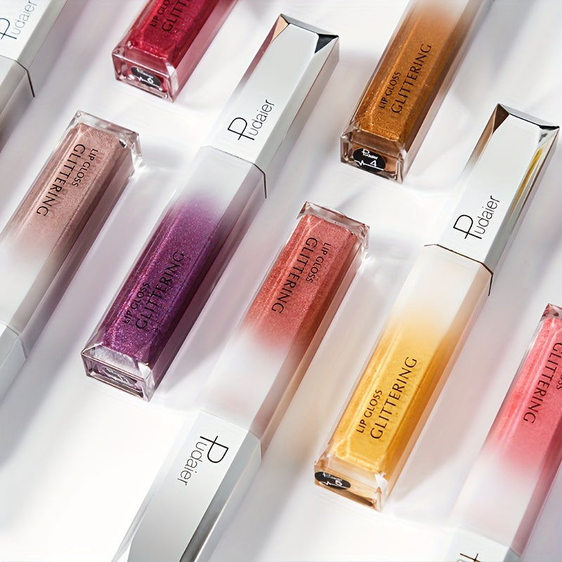 Women Sparkling Glitter Metallic Lip Gloss Waterproof Long-Lasting 18 Colors