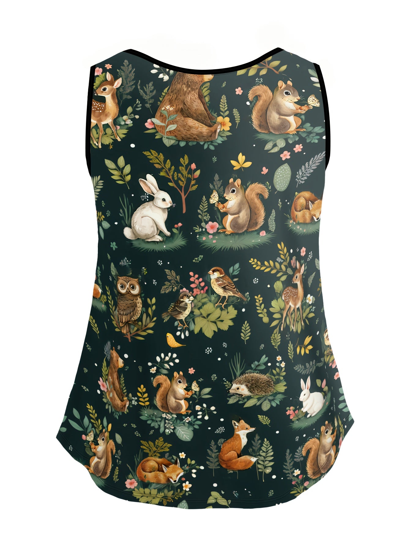 Plus Size Women's Forest Animal Print Tank Top Sleeveless Summer Casual