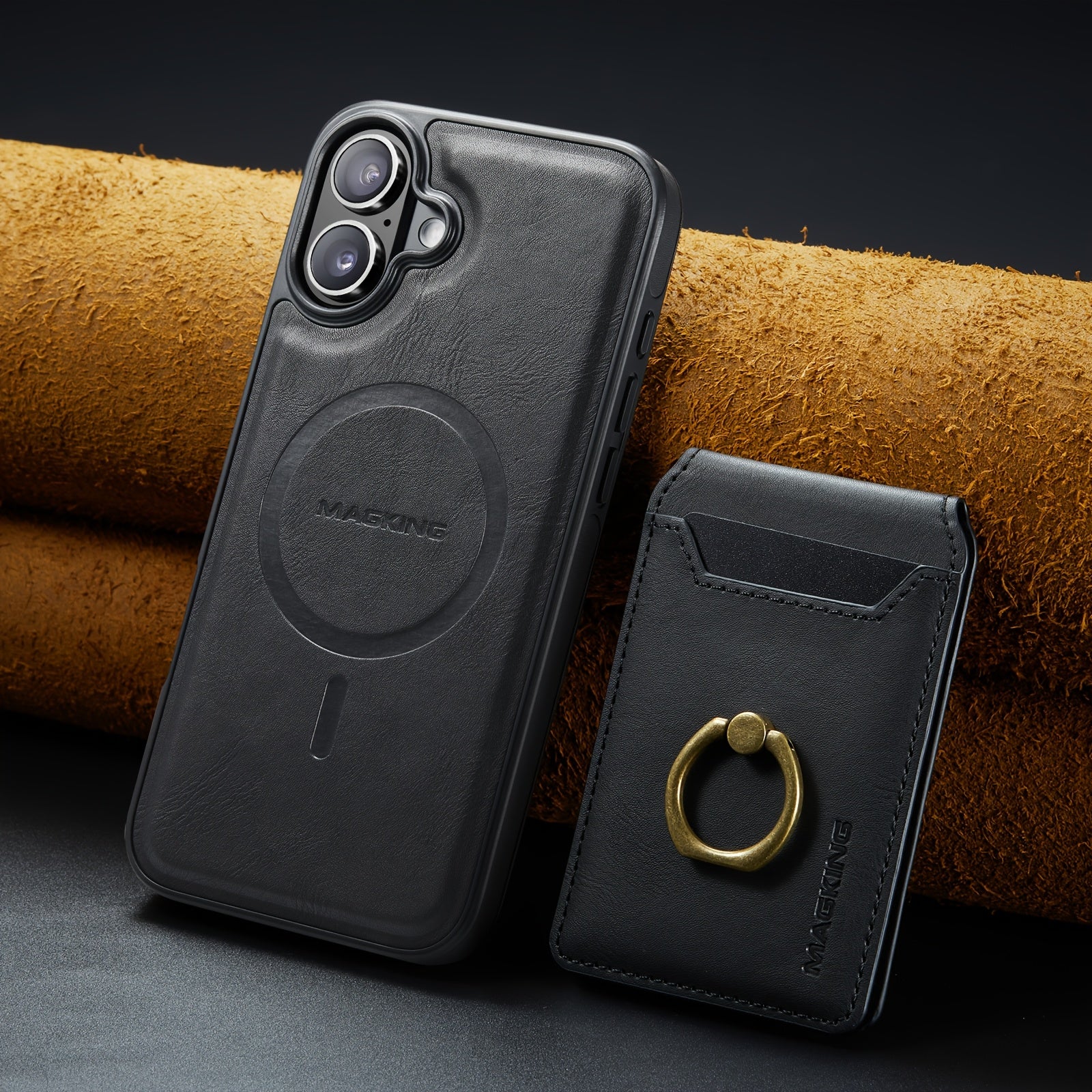 Detachable Faux Leather Phone Case with Magnetic Card Slots Kickstand RFID Blocking for iPhone 12-16 Pro Max Plus