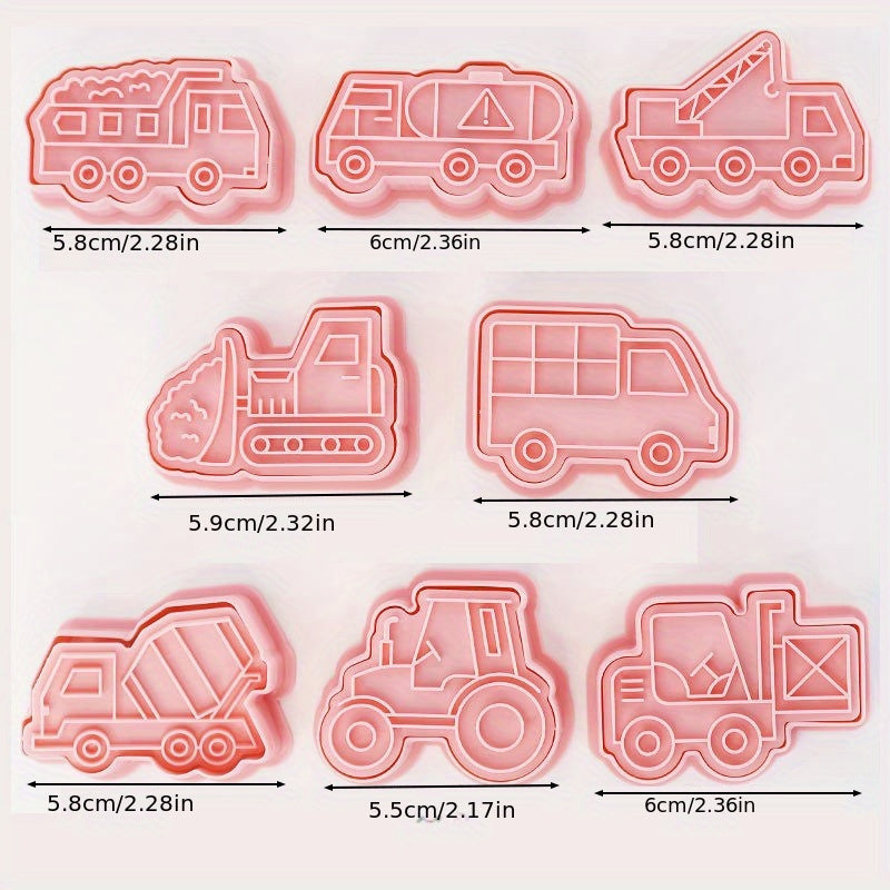 Bolalar uchun 8 ta pushti plastmassa qurilish texnikasi pechene kesgichlari to'plami