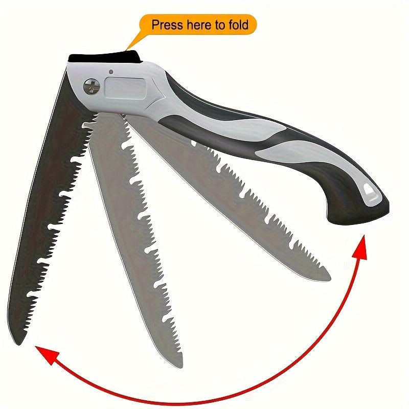 Sierra de mano plegable con hoja de acero aleado y mango ergonómico para jardinería y poda