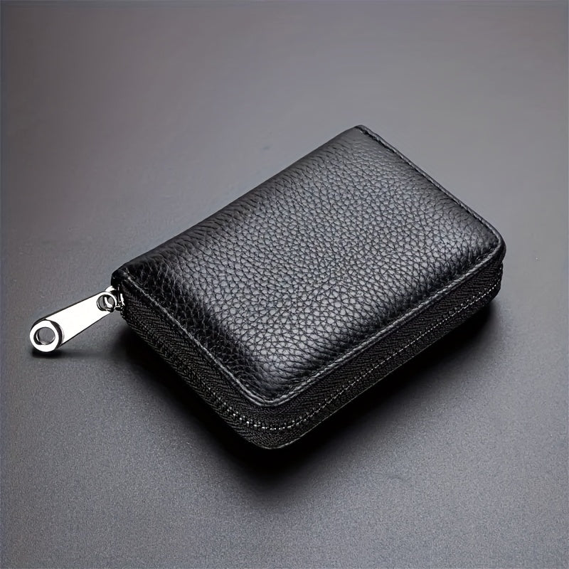 Mini Minimalist Faux Leather Wallet with Zipper Coin Purse and Card Slots
