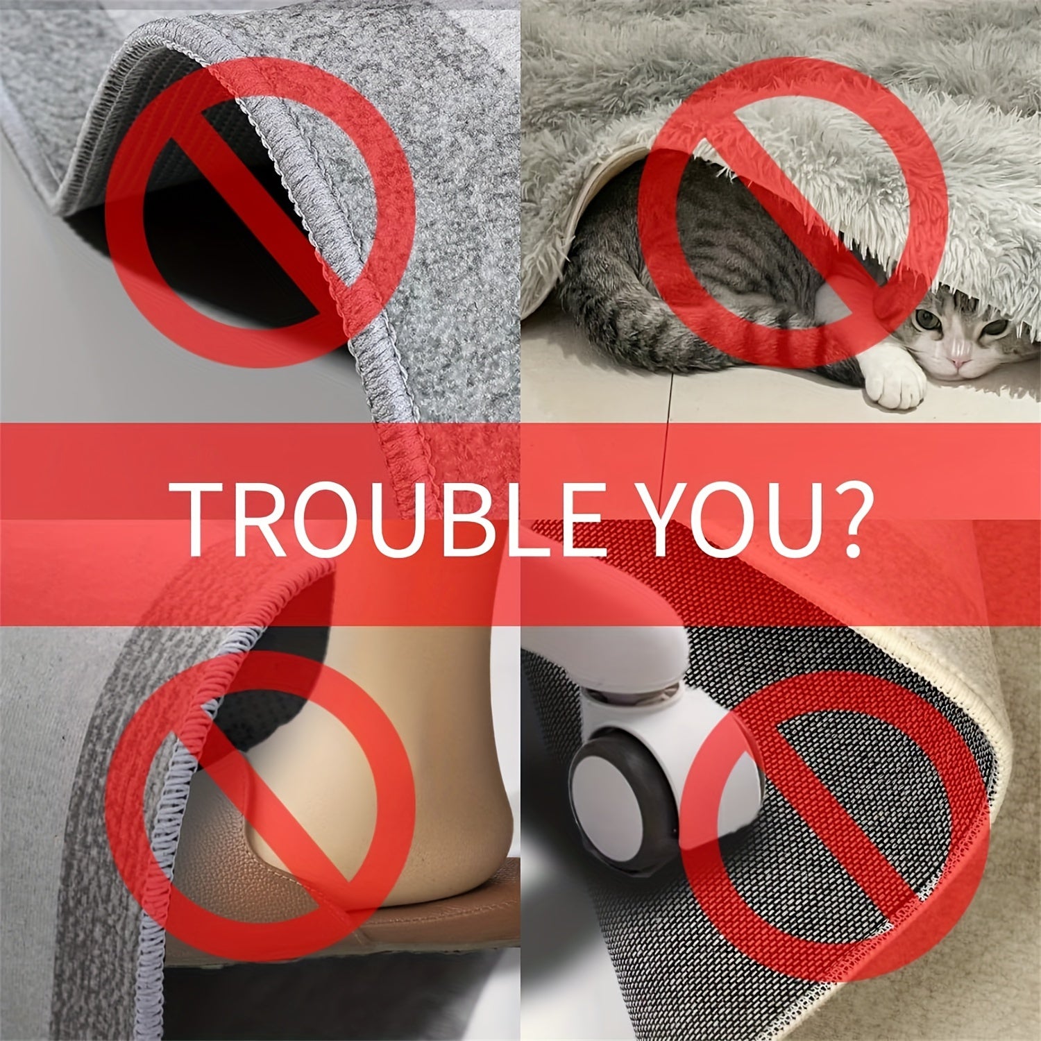 Non-Slip Carpet Tape for Hardwood and Tile Floors Removable Washable Double-Sided Grip