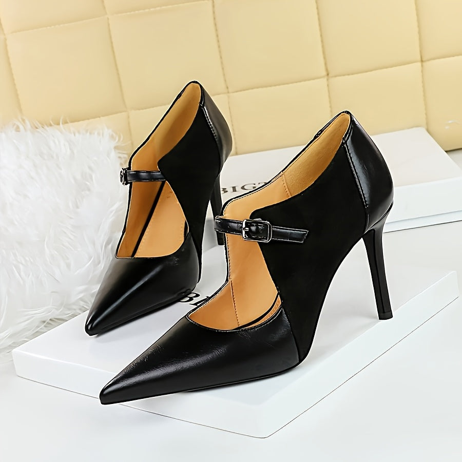 Women's Vintage European American Style Stiletto Heels Pointed Toe Slip-On High Heel Fabric