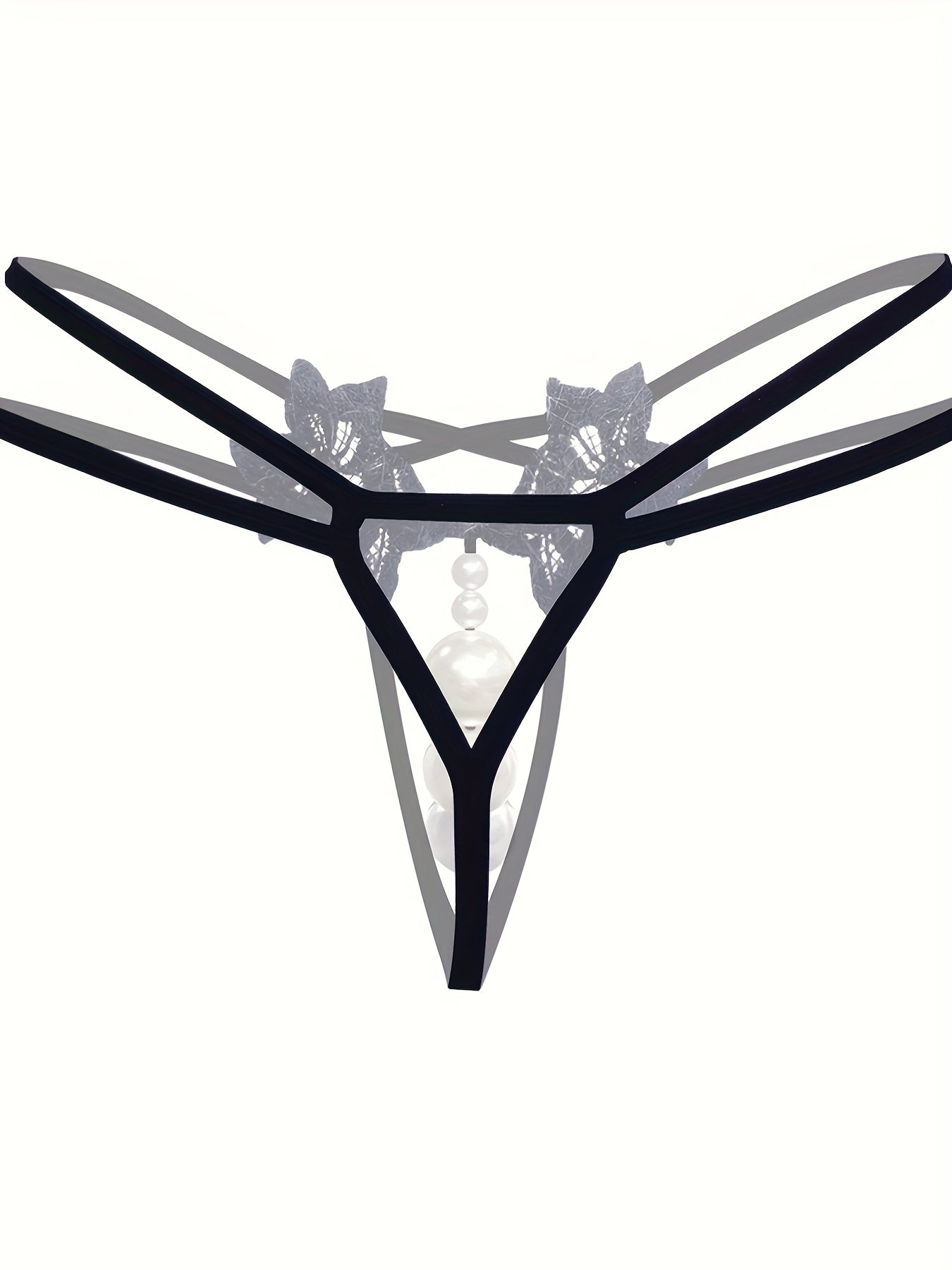 Women's Pearl Massage Panties Beaded Lace Floral G-String Thong